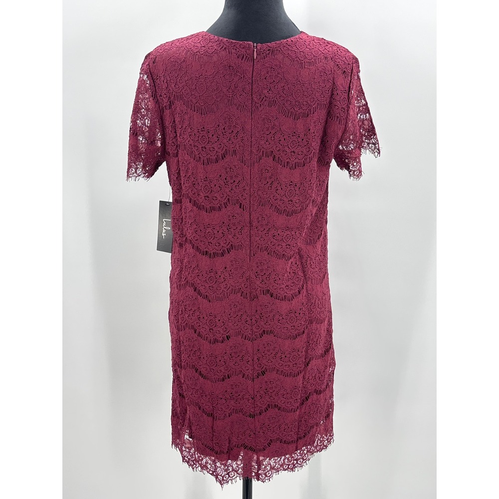 Lulus Take Me to Brunch Burgundy Lace Shift Mini Dress Size Medium NWT - Picture 7 of 11